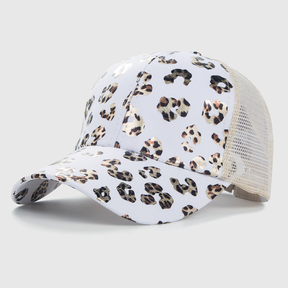 Women's Leopard Print Fashion Mesh Baseball Hat Sun Protection