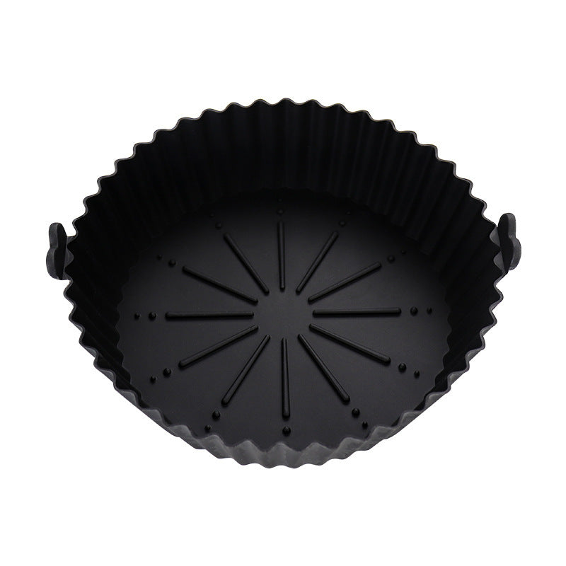 Plat de cuisson rond binaural en silicone de qualité alimentaire pour friteuse à air