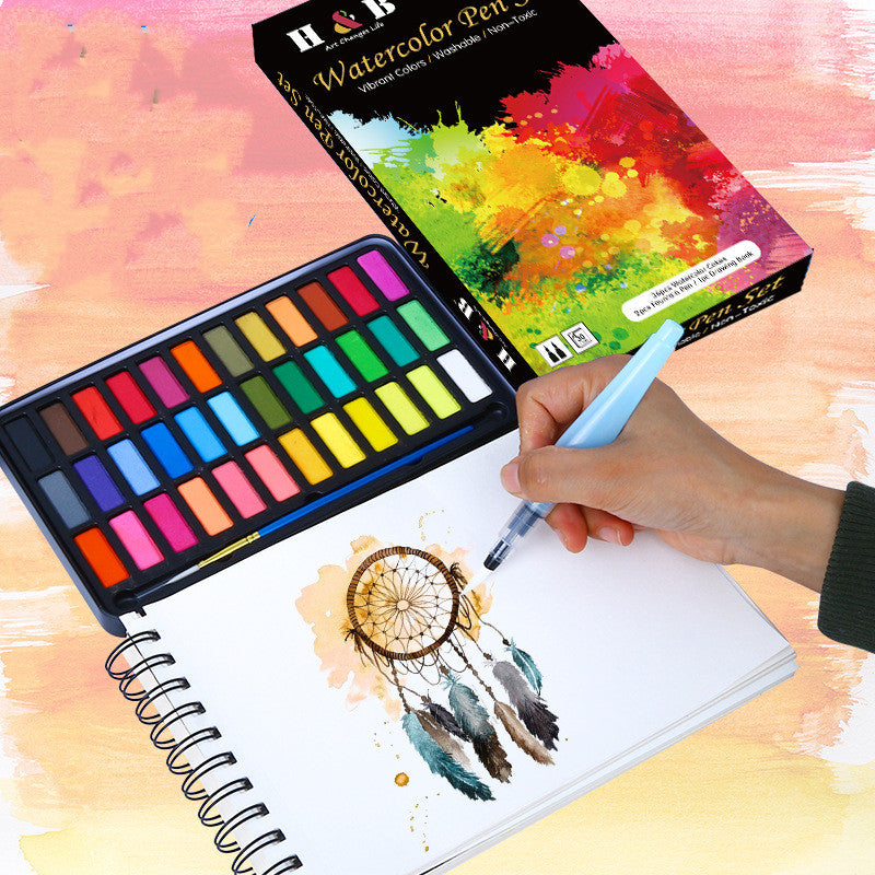 40 Pieces Solid Watercolor Painting Set 36 Colors Paints