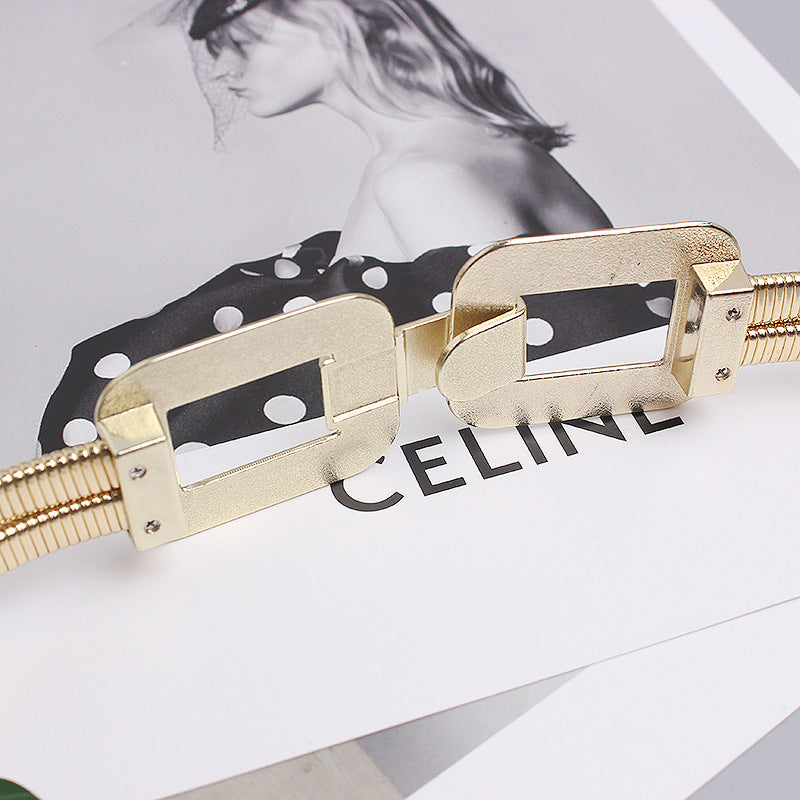 Ceinture femme ornement métallique extensible