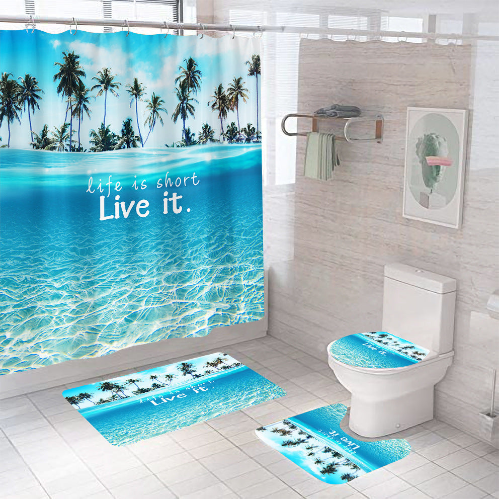 Mildew-proof Bathroom Shower Curtain Set Of Four