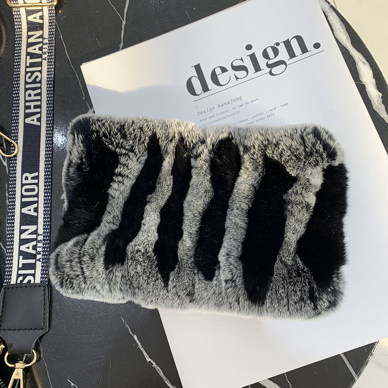 Rex Rabbit Fur Bandana Women's Winter Elastic Net Scarf Hair Band Wild Grass Plush Headband Children's Scarf
