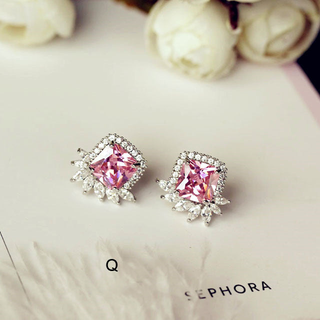 Crystal Earrings Earrings Gemstone Square Rhinestones Zircon