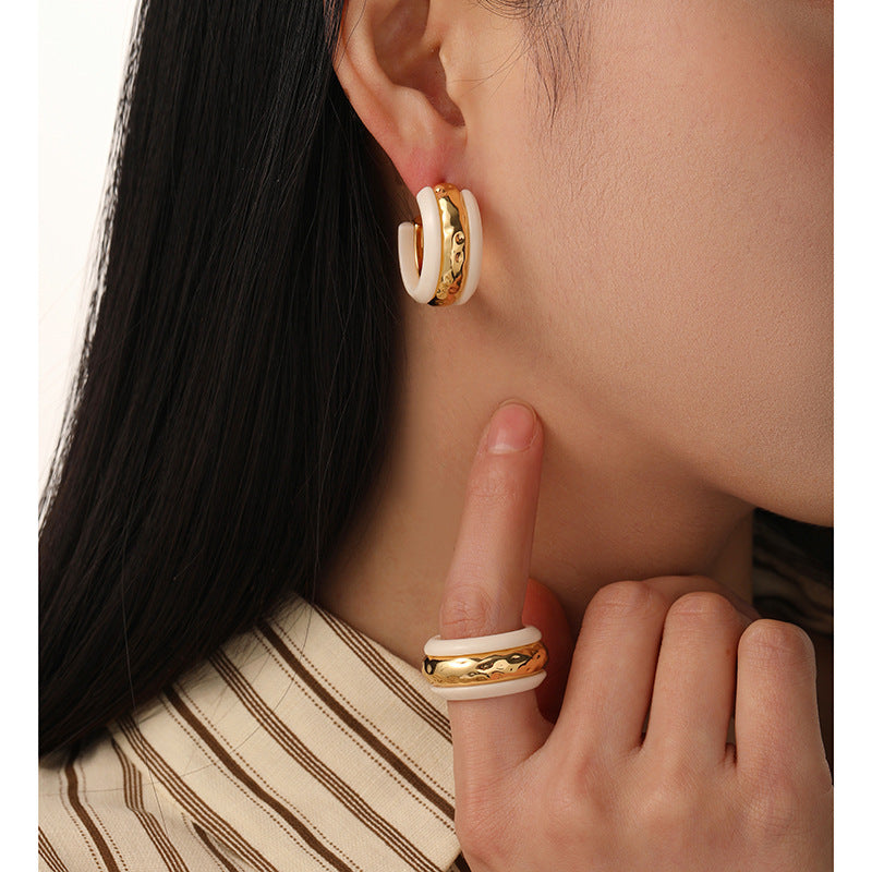 Niche Exaggerated And Personalized Texture Sterling Silver Needle Earrings