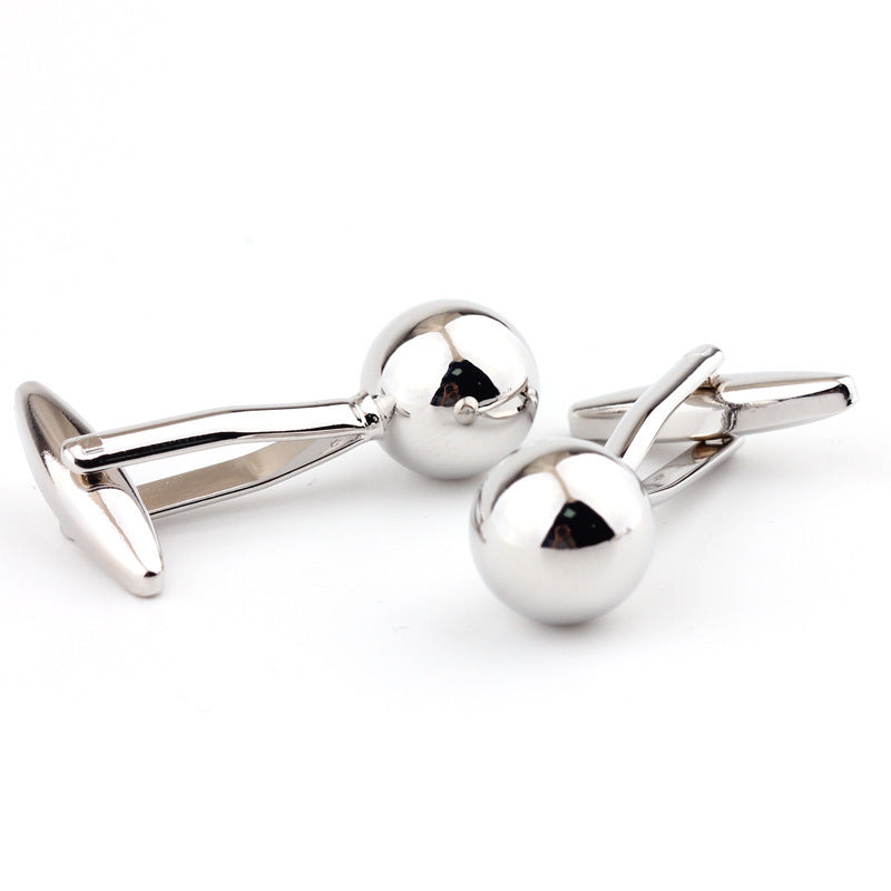 Boutons de manchette en métal en forme de boule en acier argenté pour chemise française pour homme