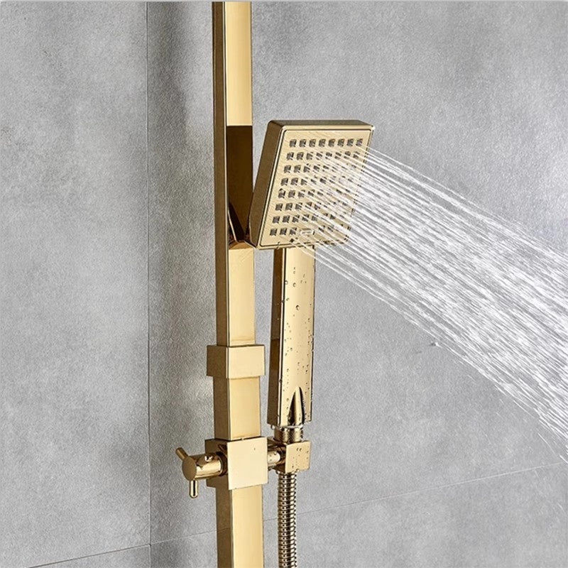 Wall-mounted Hot And Cold Shower Column With Rain Shower Head Set