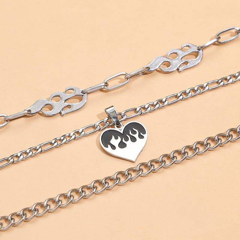 Women's Exaggerated Multi-layered Flame Love Necklace