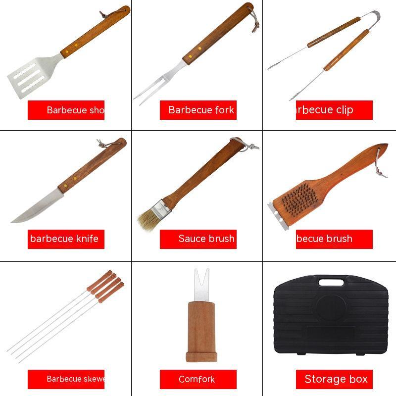 Stainless Steel Outdoor Wooden Handle Barbecue Tool Set