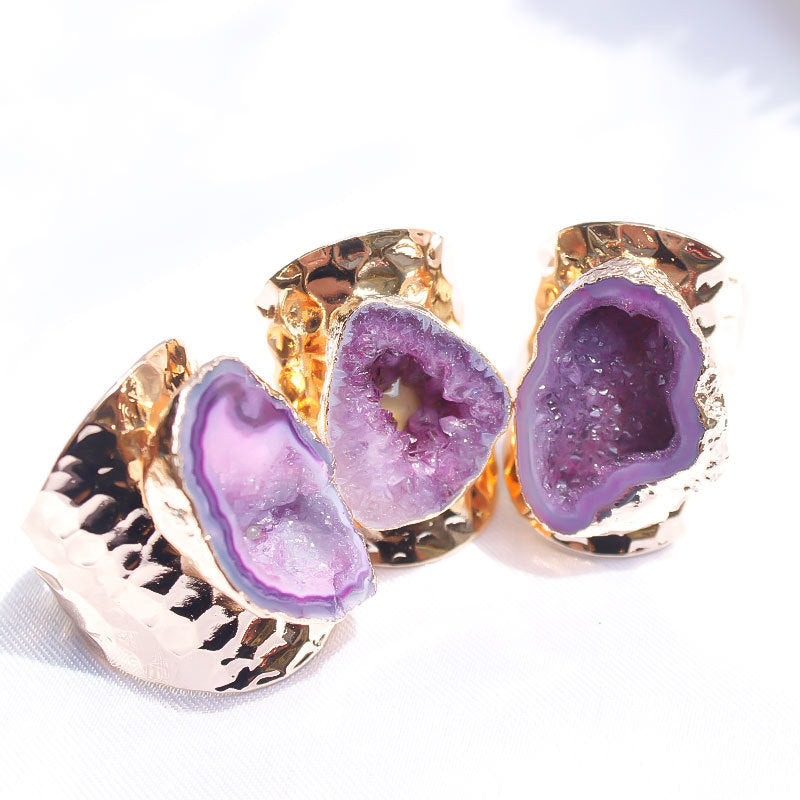 Natural Agate Crystal Hole Ring Natural Stone Rough Stone Slice