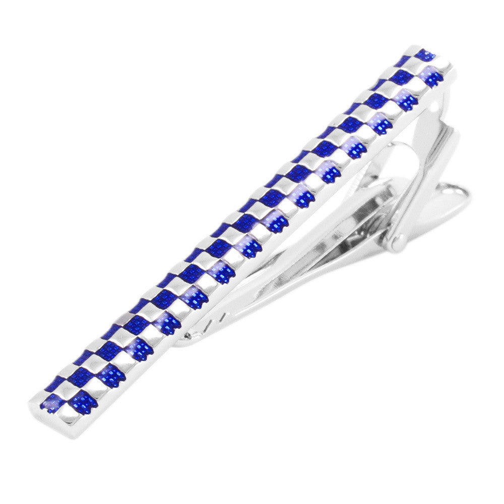 Classic Checkered Drops Transparent Blue Oil Formal Wear Business Neckline Clip