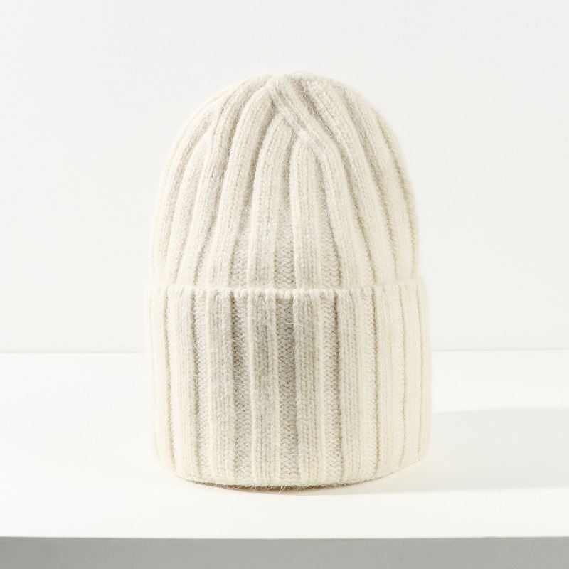 Korean Version Of The Versatile Knitted Hat Japanese Rabbit Hair Vertical Strip Aging