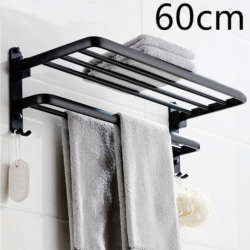 Space Aluminum Bathroom Wall-mounted Towel Rack Without Perforation