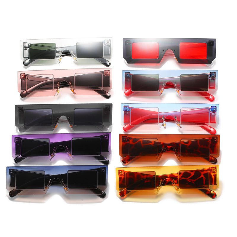 European And American Personalized Contrast Color Slice Square-rimmed Glasses