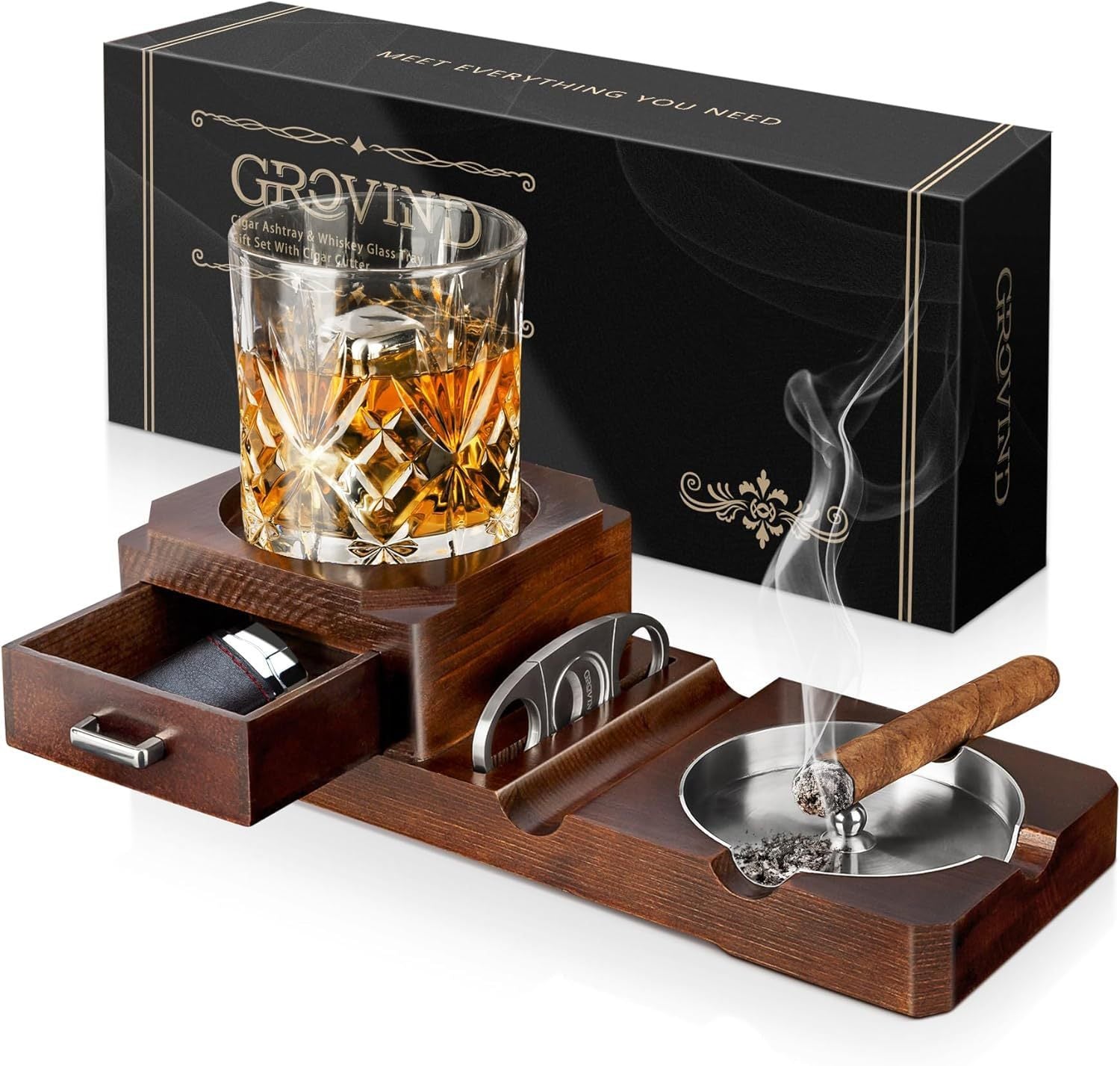 Wooden Ashtrays Cigar Ashtray With Drawer