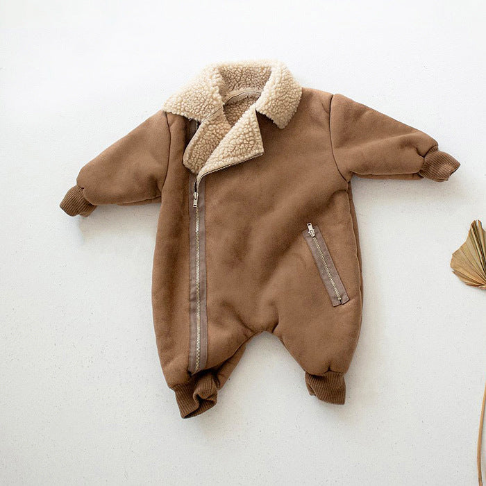 Korean Style Children's Clothing Baby Single-layer Fleece-lined Romper Thickened
