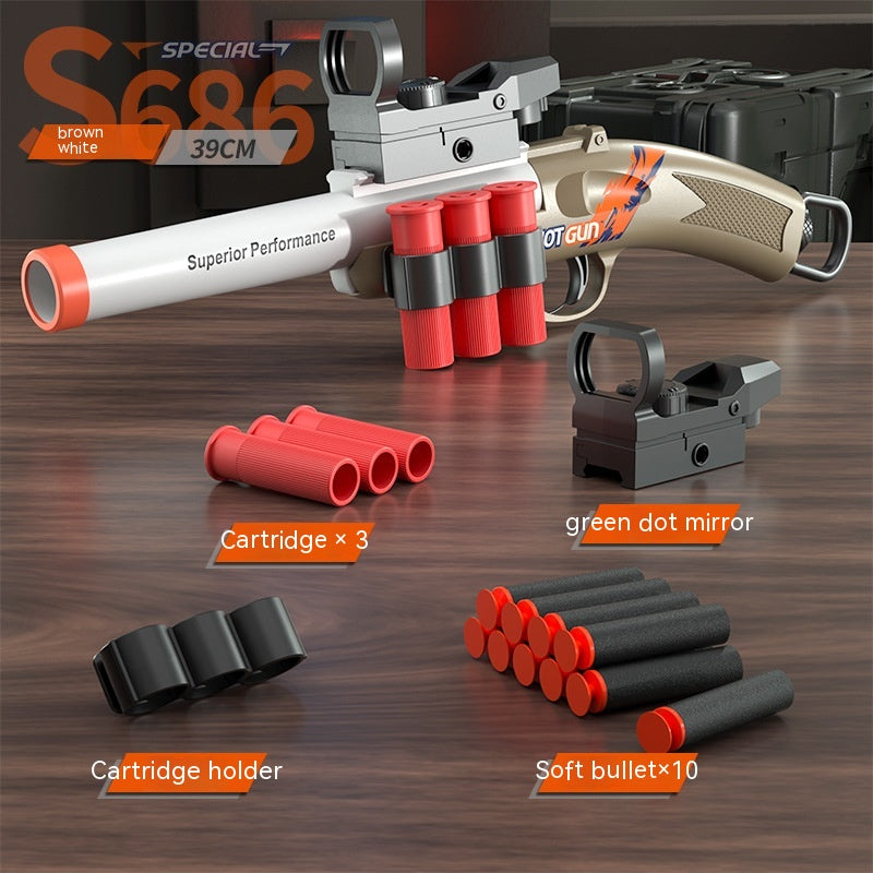 Children's S686 Spray Soft Bullet Gun Throw Shell Launch Toy