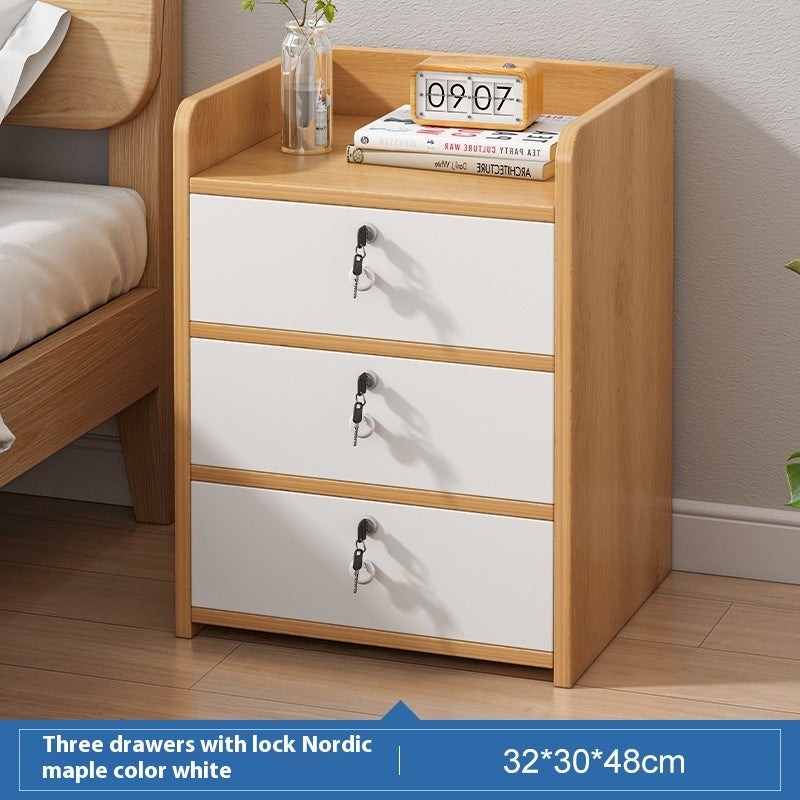 Simple Modern Bedroom Multifunctional Wooden Shelf Bedside Table