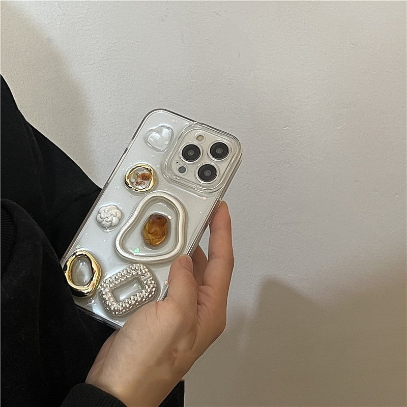 Retro Special-shaped Gem Epoxy Phone Case All-inclusive Drop-resistant Protective Cover