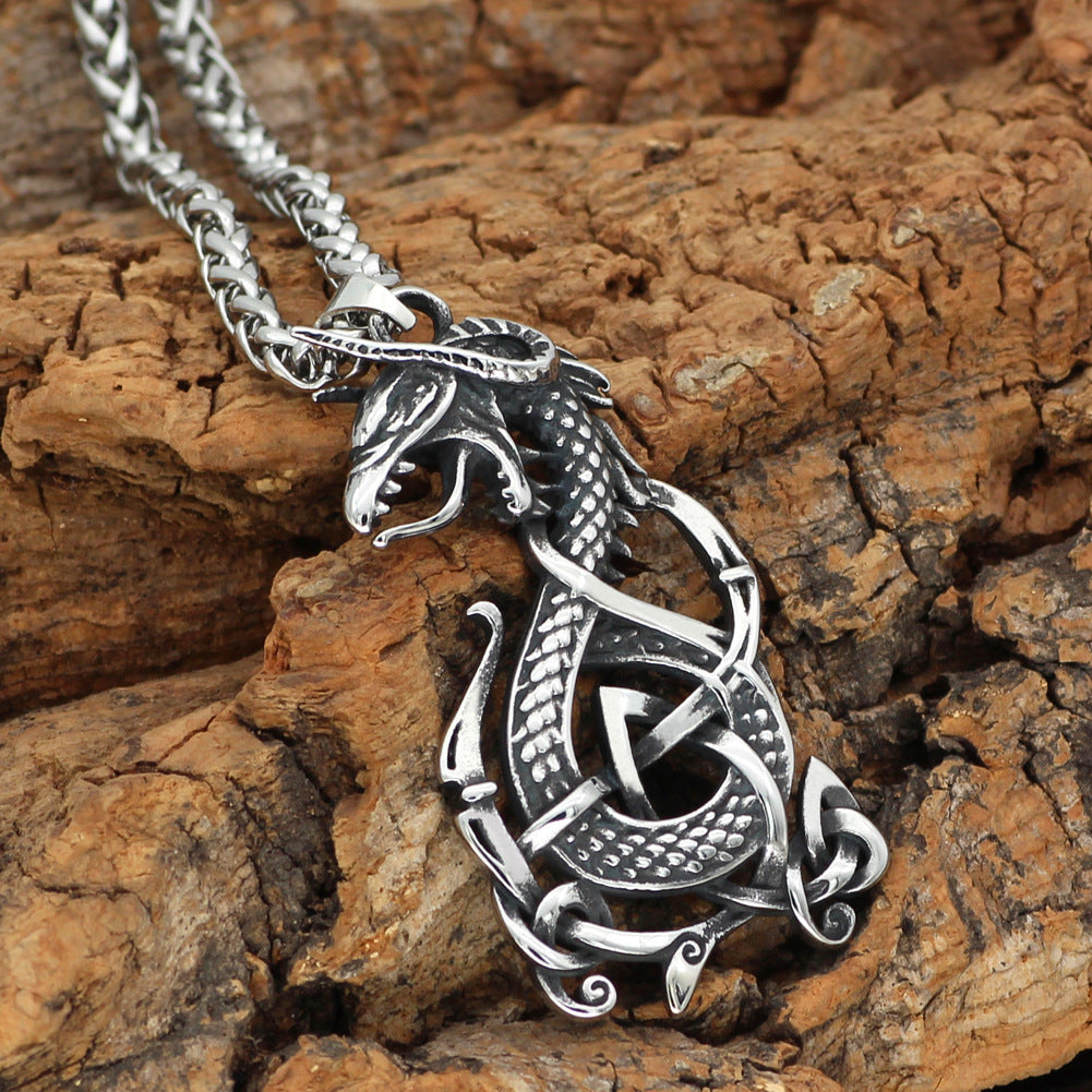 Vintage Titanium Steel Dragon Pendant