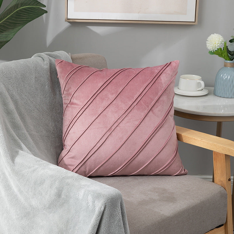 Pure Color Velvet Plaid Pillowcase Home Sofa Bedside Pillow Short Plush Cushion