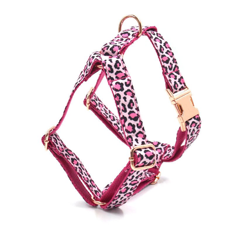 Striped Print Pet Chest And Back Leash Bow Trash Bag Set