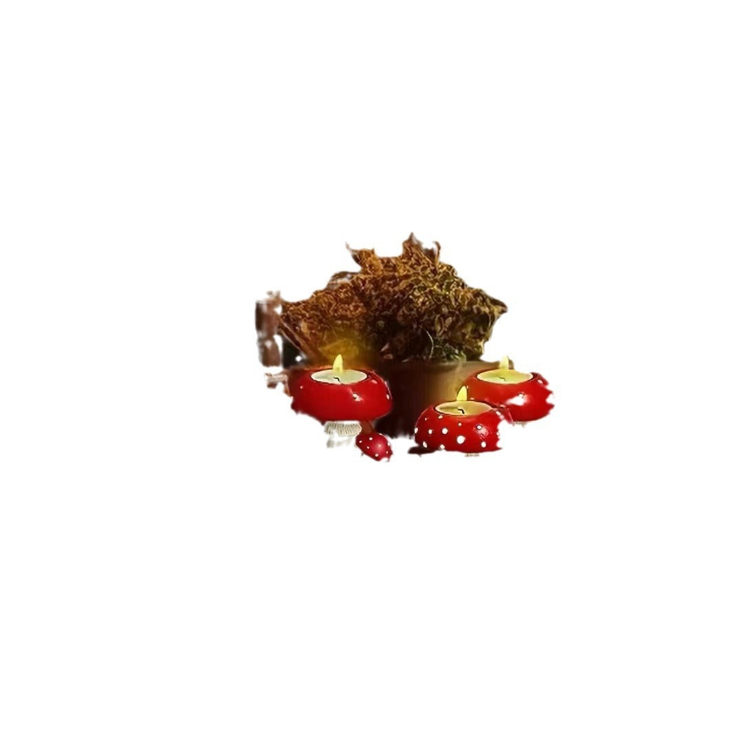 Simulation Small Mushroom Home Decorative Candlestick Resin Craft Ornament