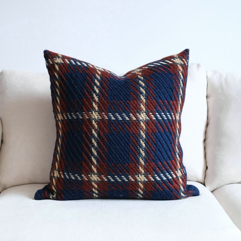 Housse de coussin de canapé en laine à carreaux de style luxe abordable pour chambre d'hôtel