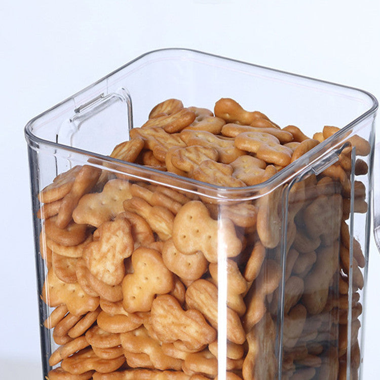 Bocaux de cuisine carrés transparents en plastique avec couvercle, boîte de rangement pour céréales