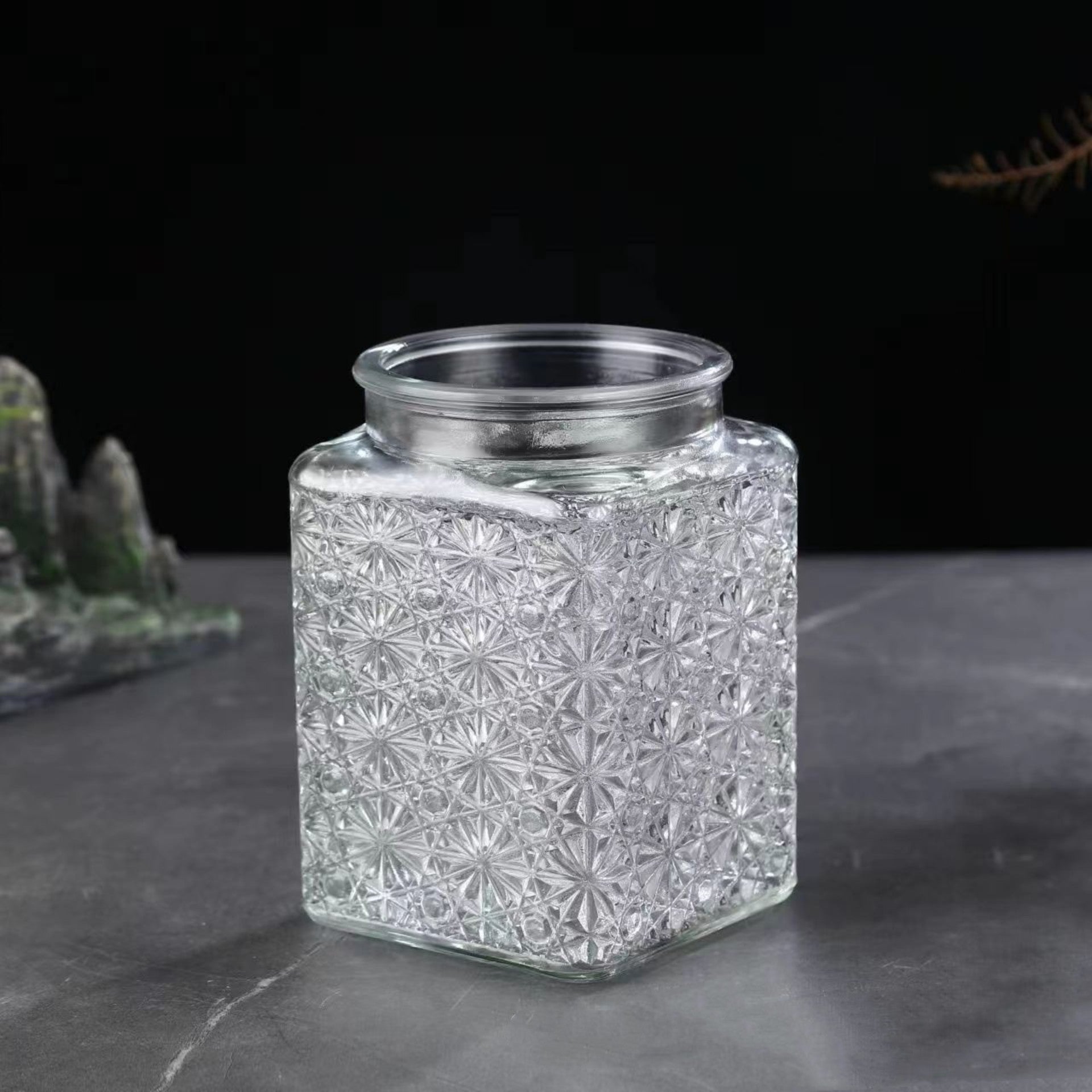 Vintage Crabapple Flower Glass Sealed Jar Candy Snack Storage Jar