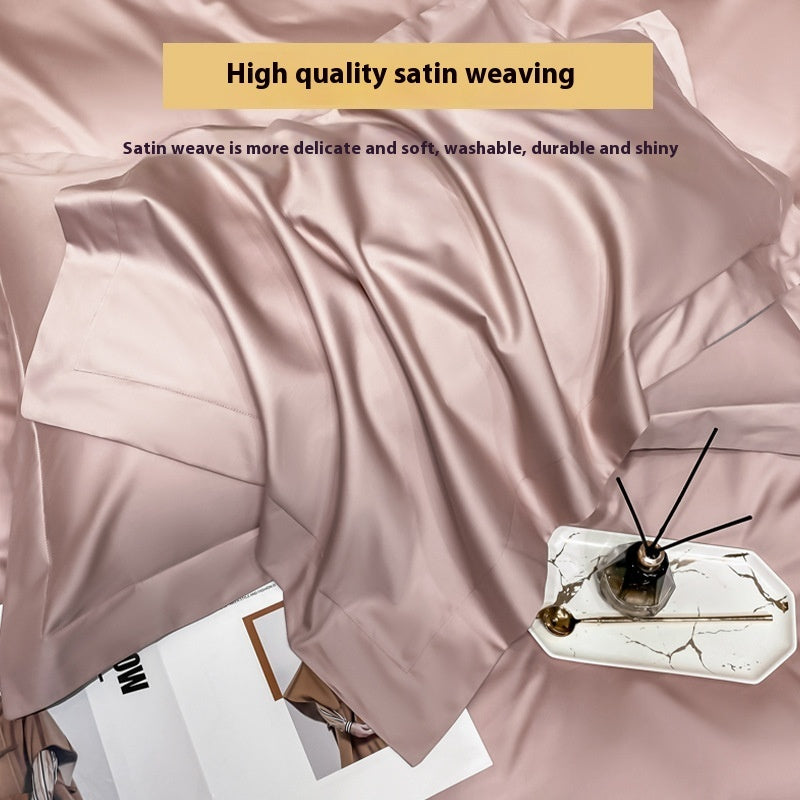 Long-staple Cotton Four-piece Set Bed Sheet Quilt Cover Light Luxury Bare Sleeping