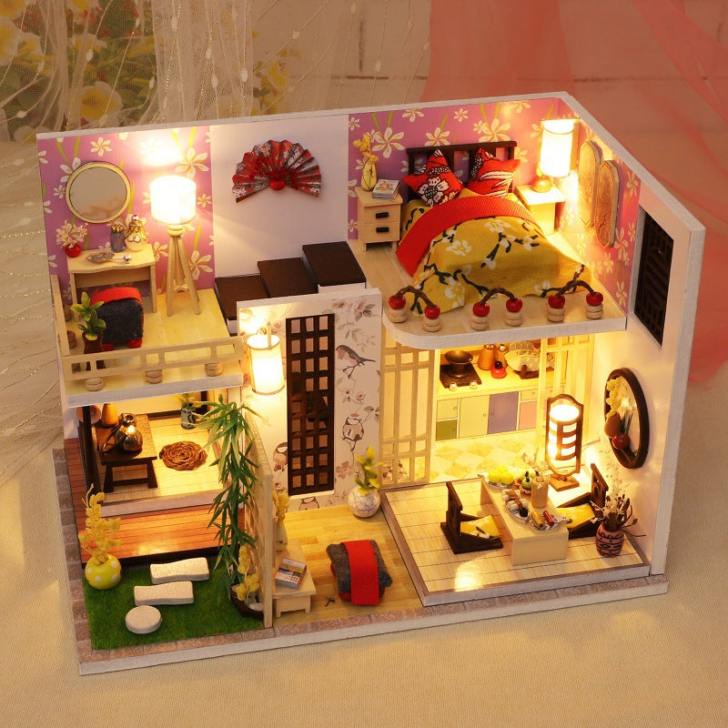 Cottage Bamboo Maple Small House Wooden Duplex Loft Villa Model