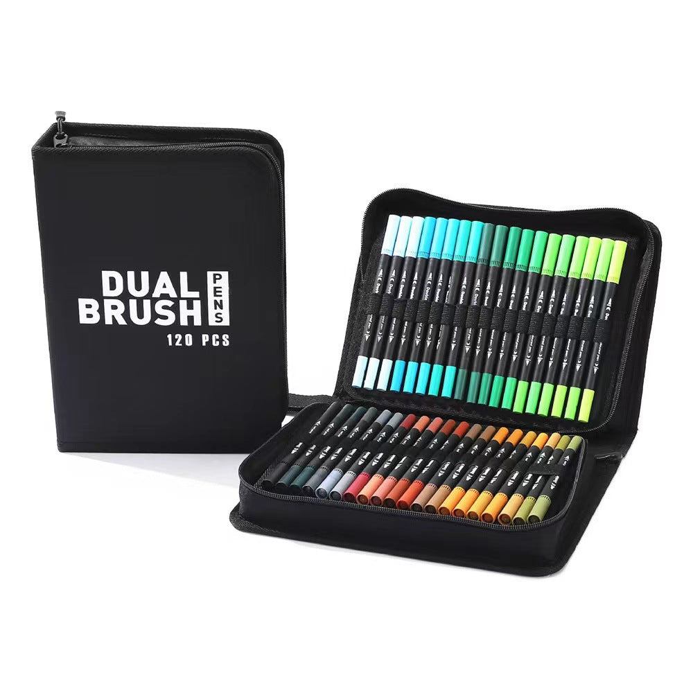 Double-headed Mark Watercolor Pens Set Color Hook Line Painting Soft-headed Pen