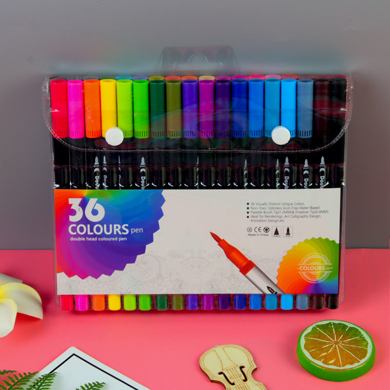 Water Based Double Head Washable Color Line Marker Creative Watercolor Pen Set