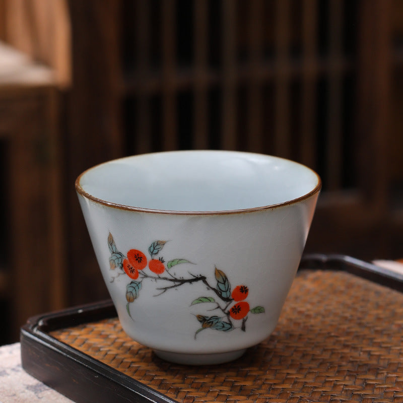 Ceramic Personal Tea Cup Gracked Glaze Supportable Tea Cup