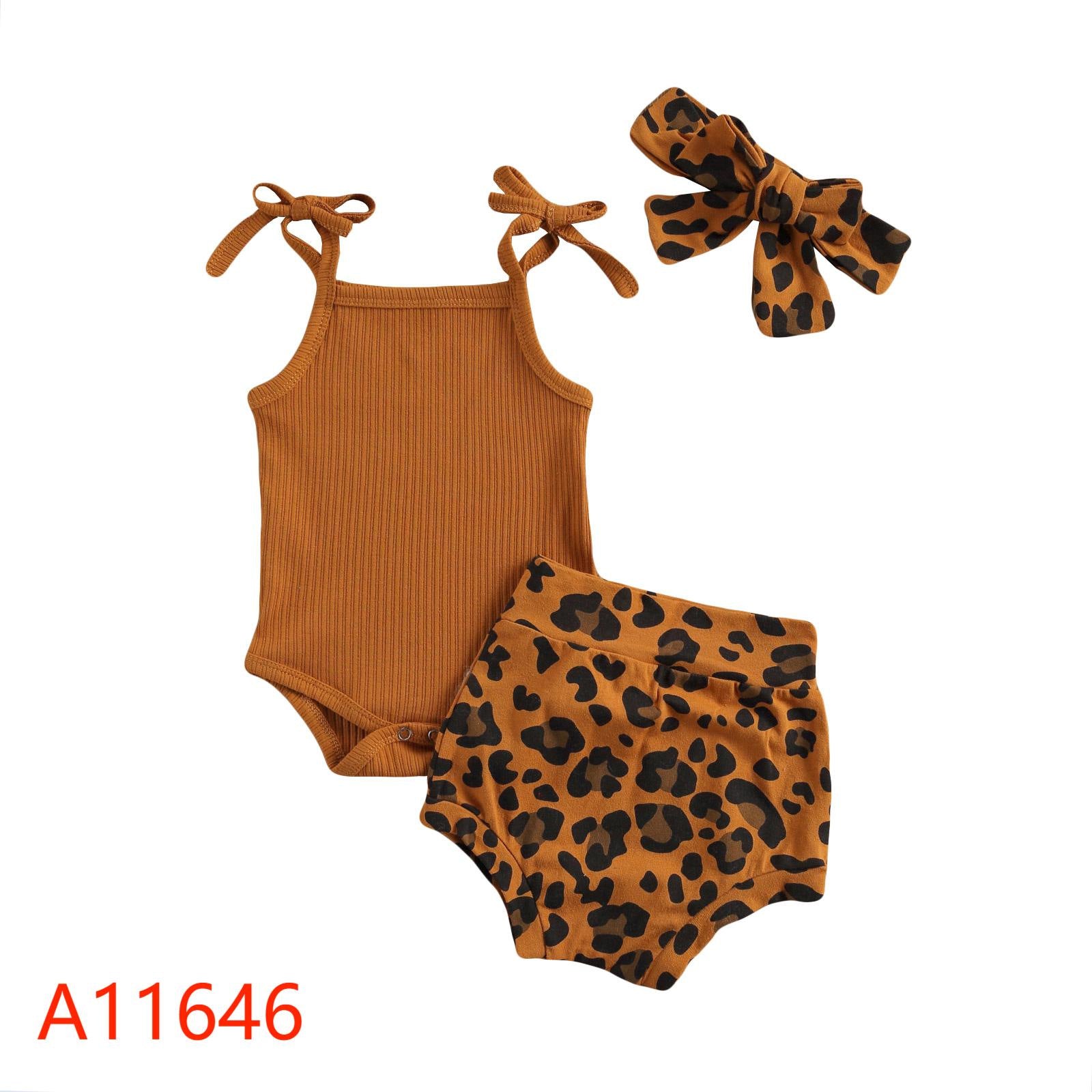 Flower Print Sling Romper Shorts Headscarf Three-piece Set