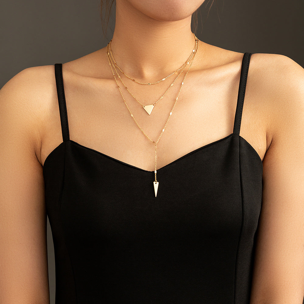 Personality Triangle multi-layer necklace