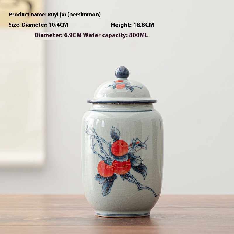 Bocal à thé en porcelaine scellé, stockage moyen