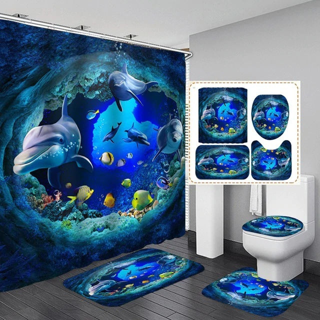 3D Printing Digital Printing Flower Bathroom Four-piece Set