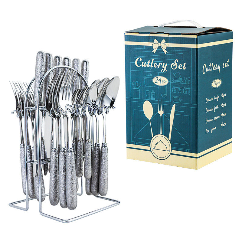 Household Hammer Pattern Porcelain Handle Knife Match Sets Suit