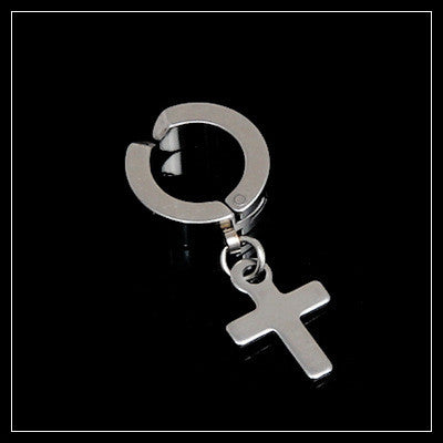Tassel Black Earrings Without Pierced Cross Wolf Men And Women Tide Earrings