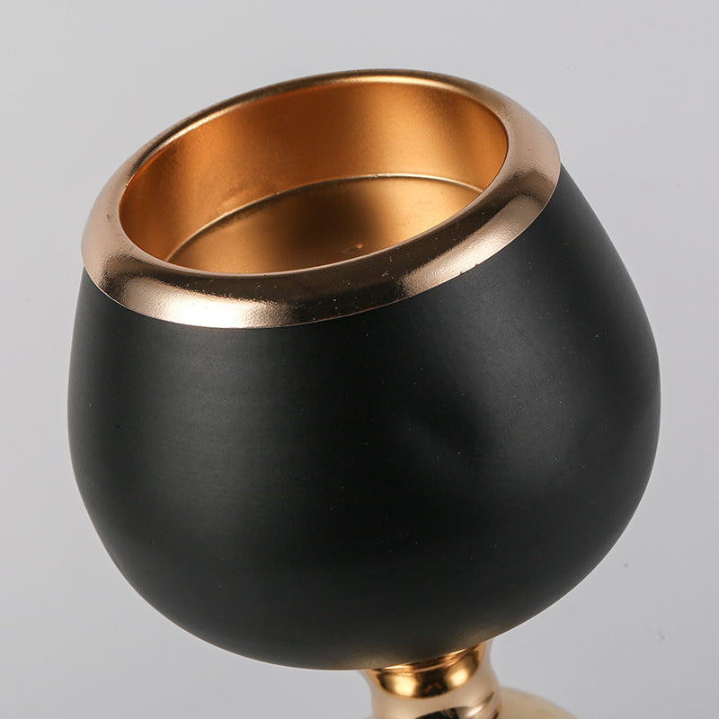 Candle Holder Iron Art Electroplating Spray Paint Black Plus Gold Ornaments