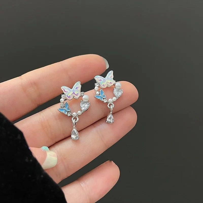 Cute Flower Butterfly Stud Earrings For Women Exquisite