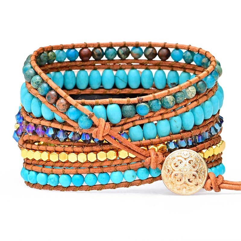 Fashion Natural Stone Woven Strap Bracelet