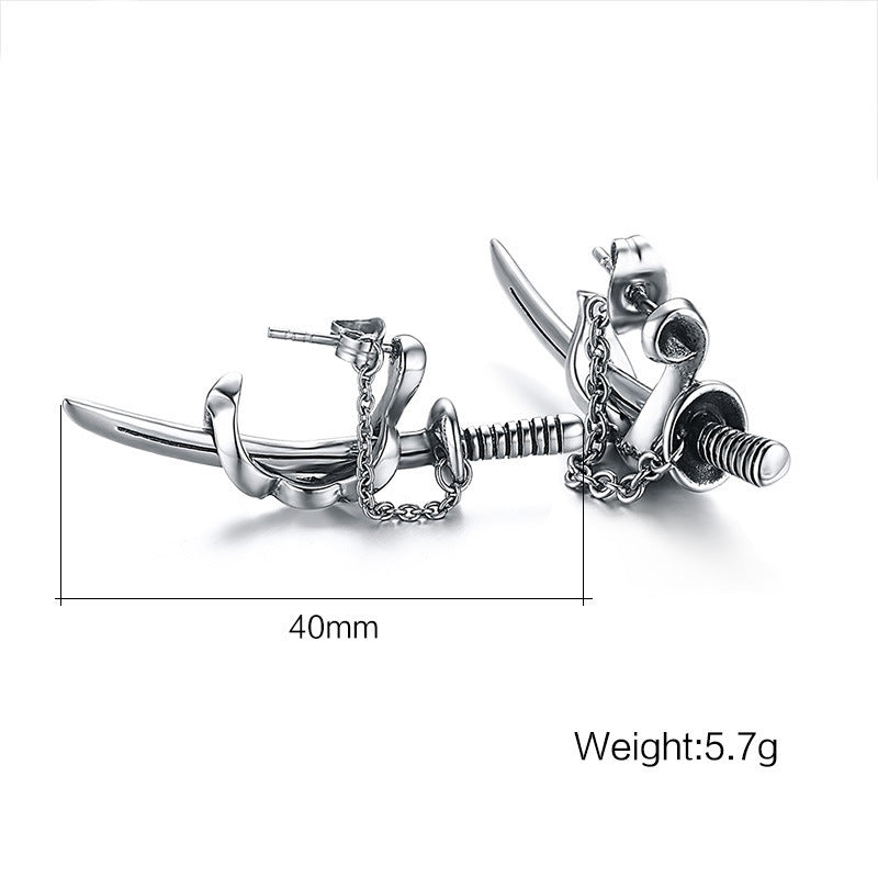 Punk Style Men's Sword  Trendy Men's Earrings