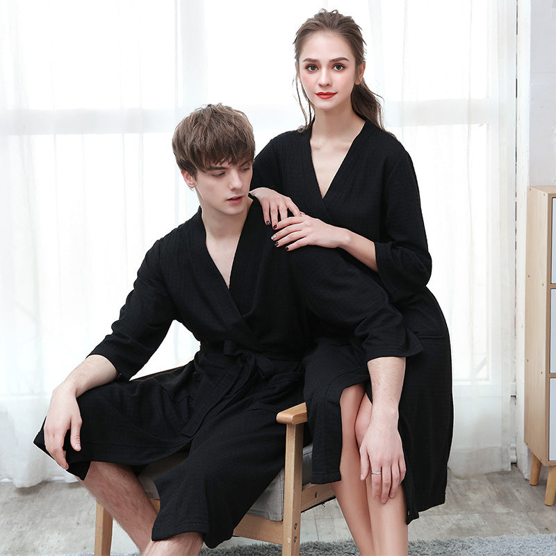 Bathrobe Women's Thin Waffle Couple Nightgown