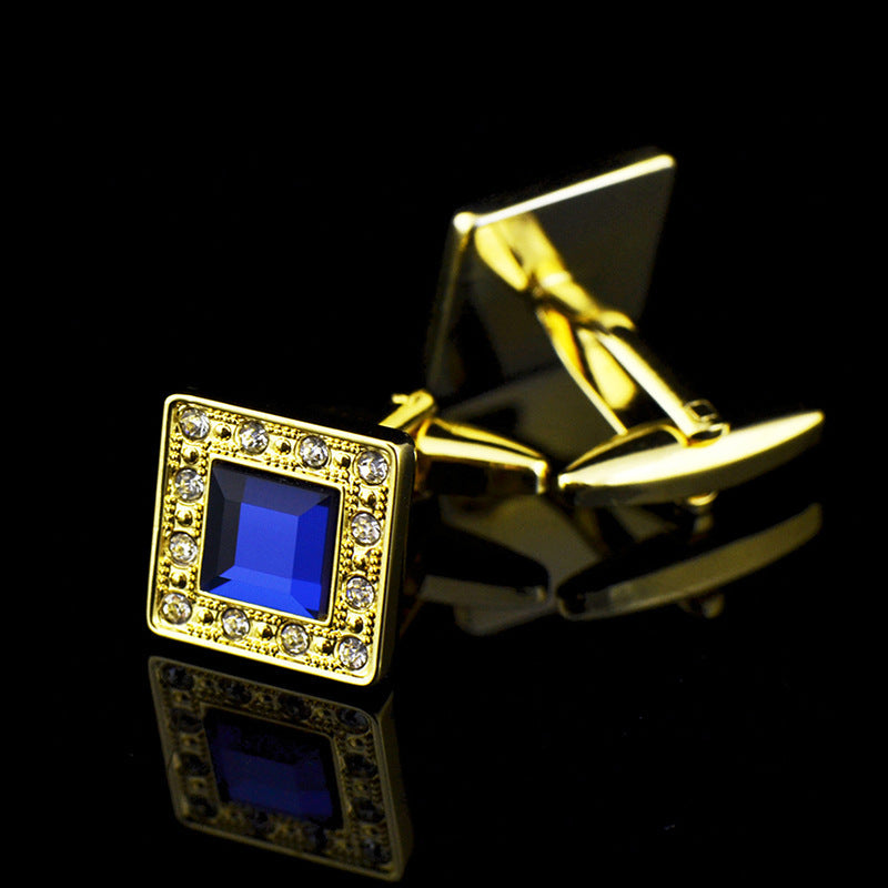 Jewelry Oval Cufflinks With Blue Crystals