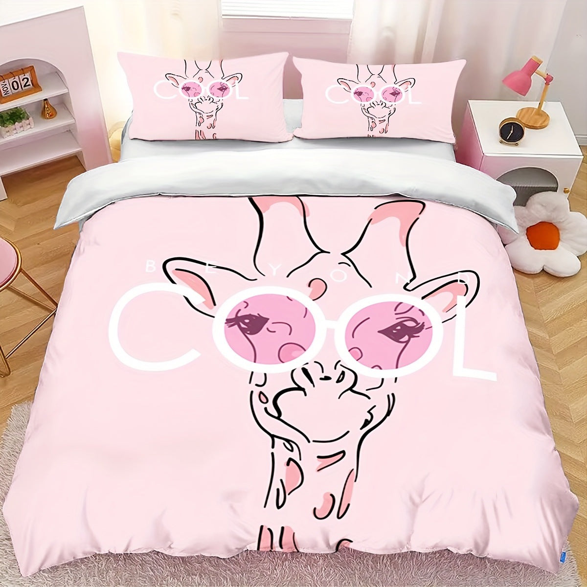 Quicksand Floral Print Bed Sheet Three-Piece Bedding Set