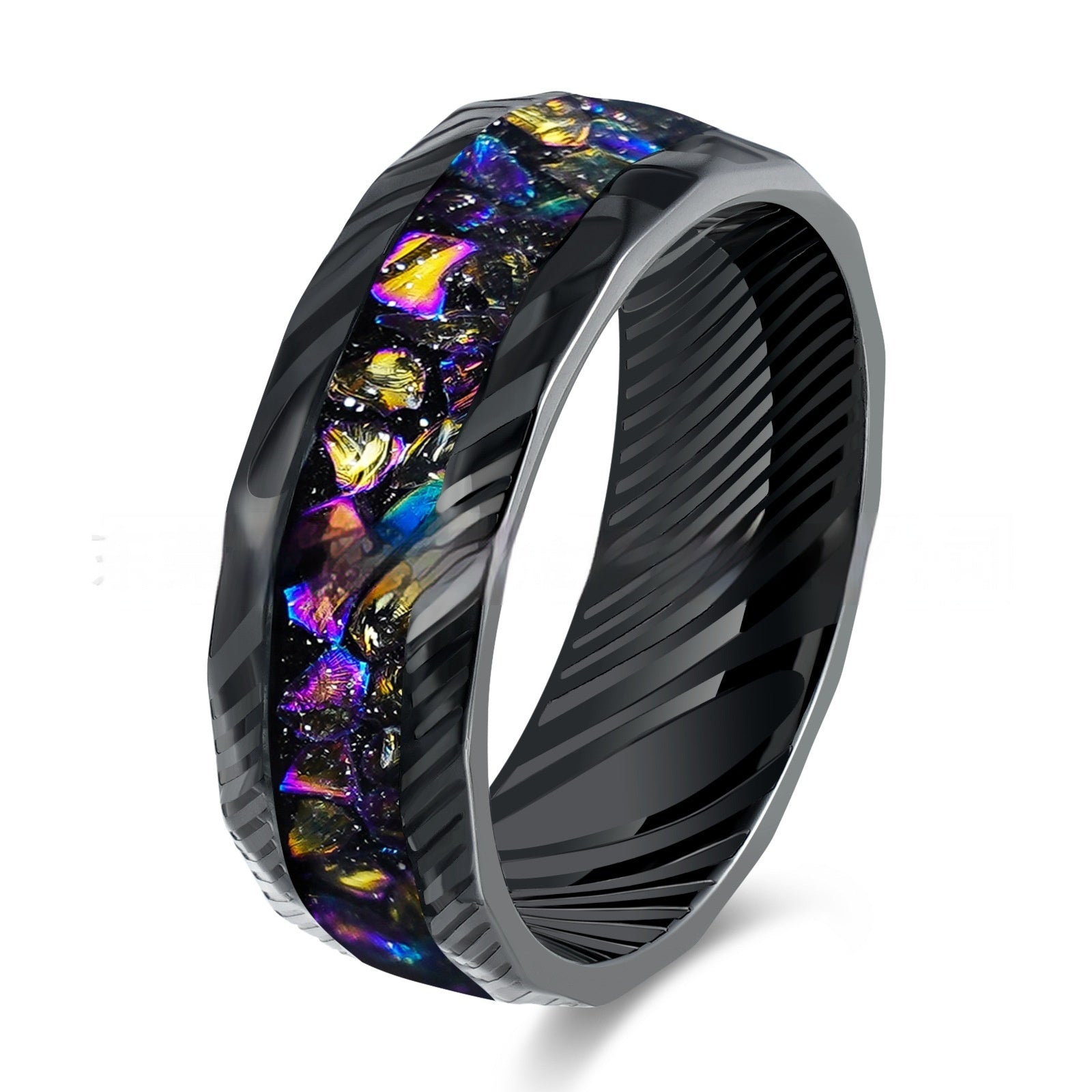 Men's Electric Black 8mm Stainless Steel Ring