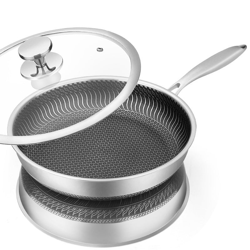 Stainless Steel Frying Pan Household Uncoated Induction Cooker Applicable To Gas Stove