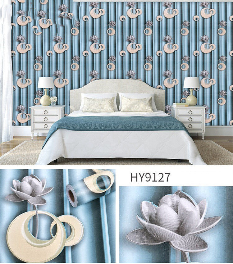 Large Flower Wallpaper Mixed With Family Style